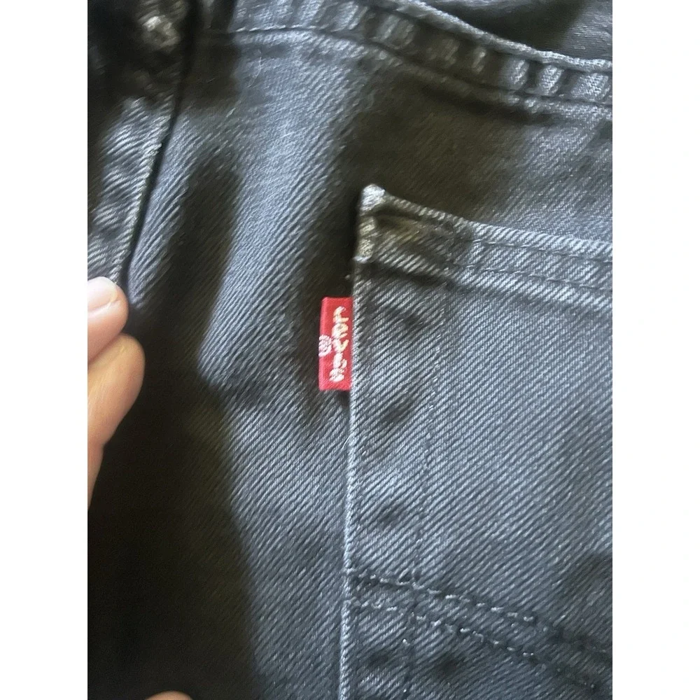 LEVI LEVIS 501 ORIGINAL FIT STRAIGHT MENS BLACK BUTTON FLY JEANS 36X 34 RED TAB